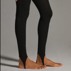 ANTHROPOLOGIE Stirrup Legging Black Ribbed Size M